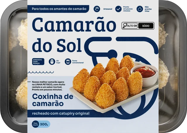 Bandeja de coxinha de camarão, 300 g